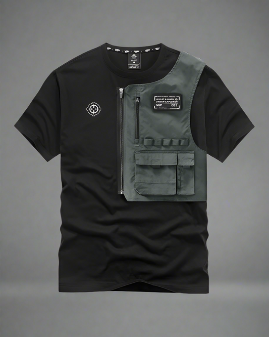Black Tactical T-Shirt for Urban Techwear
