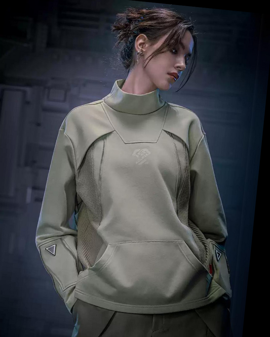 Sweat-shirt à col roulé cyberpunk unisexe