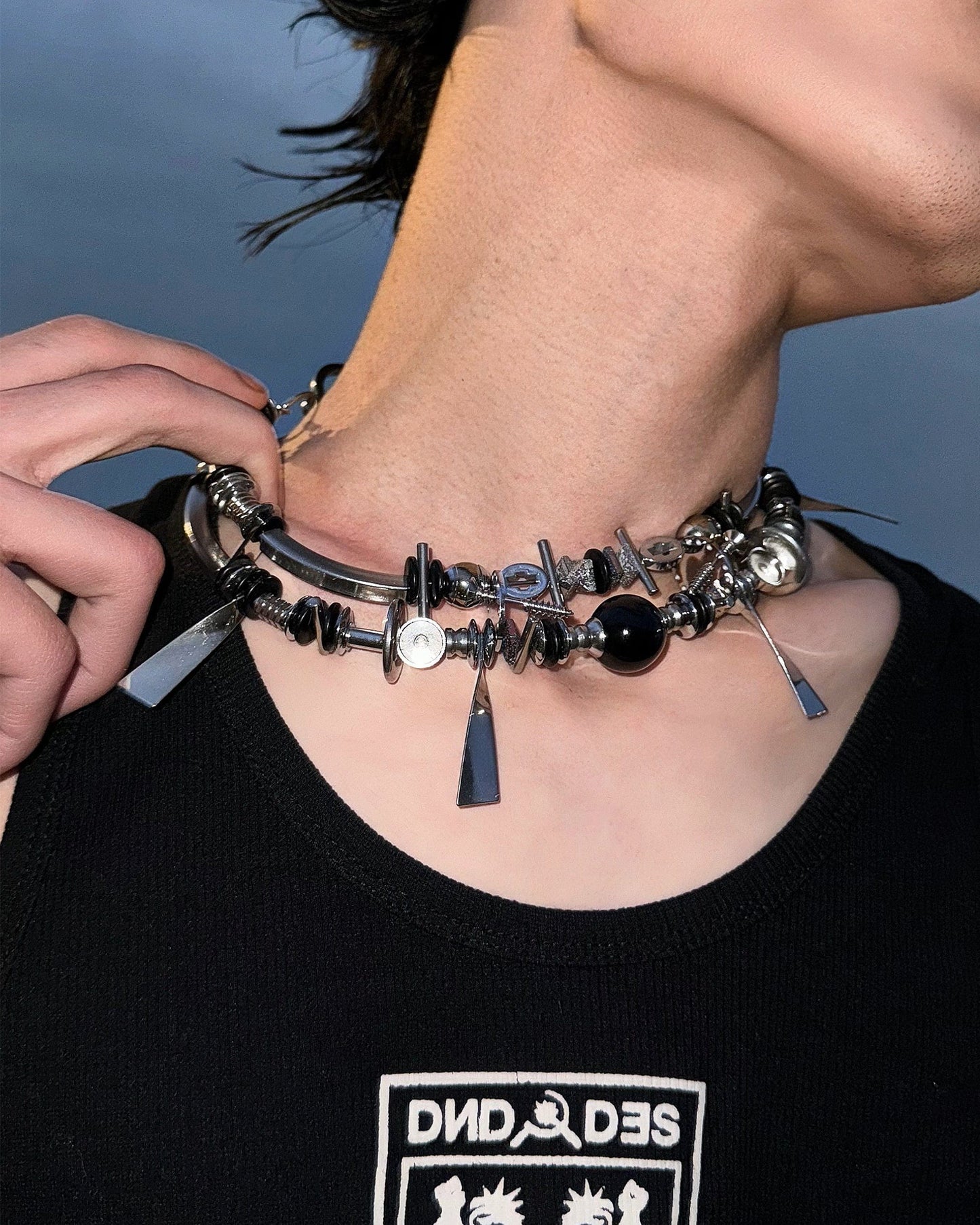 Adjustable Layered Beaded Chain -  adjustable necklace - Adjustable Layered Beaded Chain for Bold Style - View 3