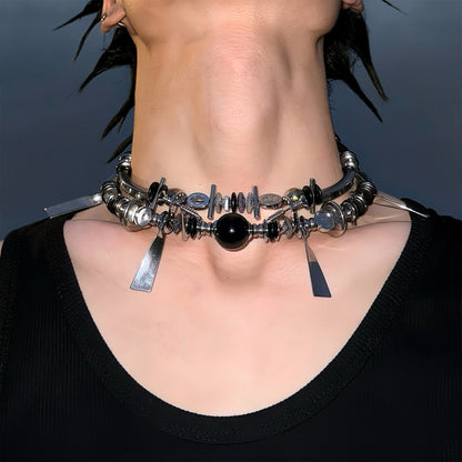Adjustable Layered Beaded Chain - avant-garde necklace - Adjustable Layered Beaded Chain for Bold Style - Main view