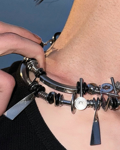 Adjustable Layered Beaded Chain - avant-garde necklace - Adjustable Layered Beaded Chain for Bold Style - View 8