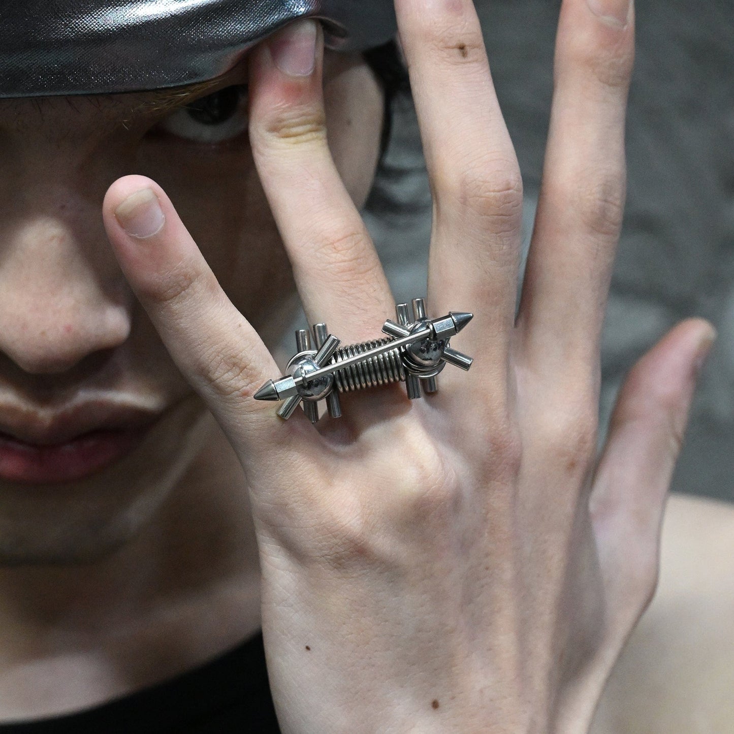 Ring - Adjustable Rivet Statement Ring - ILLUSORY Ex Machina Adjustable Rivet Ring by Imaphotic