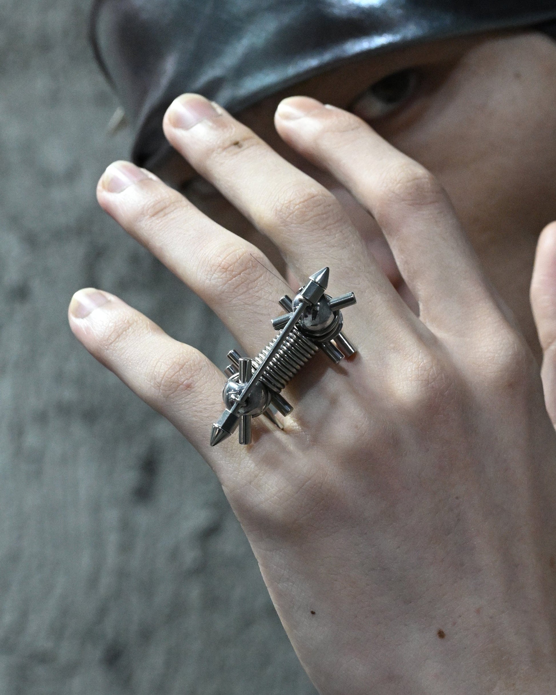 Adjustable Rivet Statement Ring -  industrial design - Stylish Adjustable Rivet Statement Ring for Unique Looks - View 6