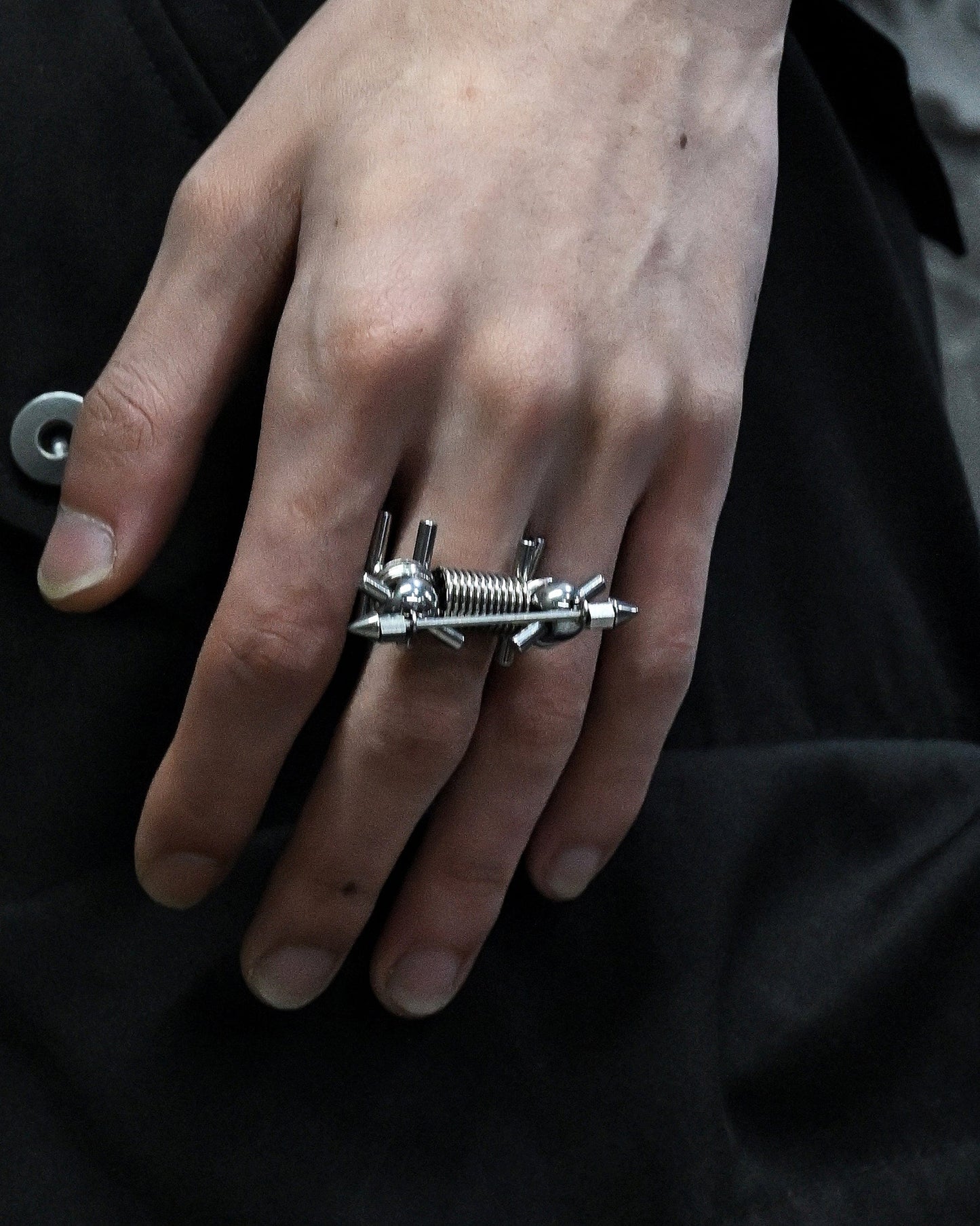Adjustable Rivet Statement Ring -  rivet ring - Stylish Adjustable Rivet Statement Ring for Unique Looks - View 7