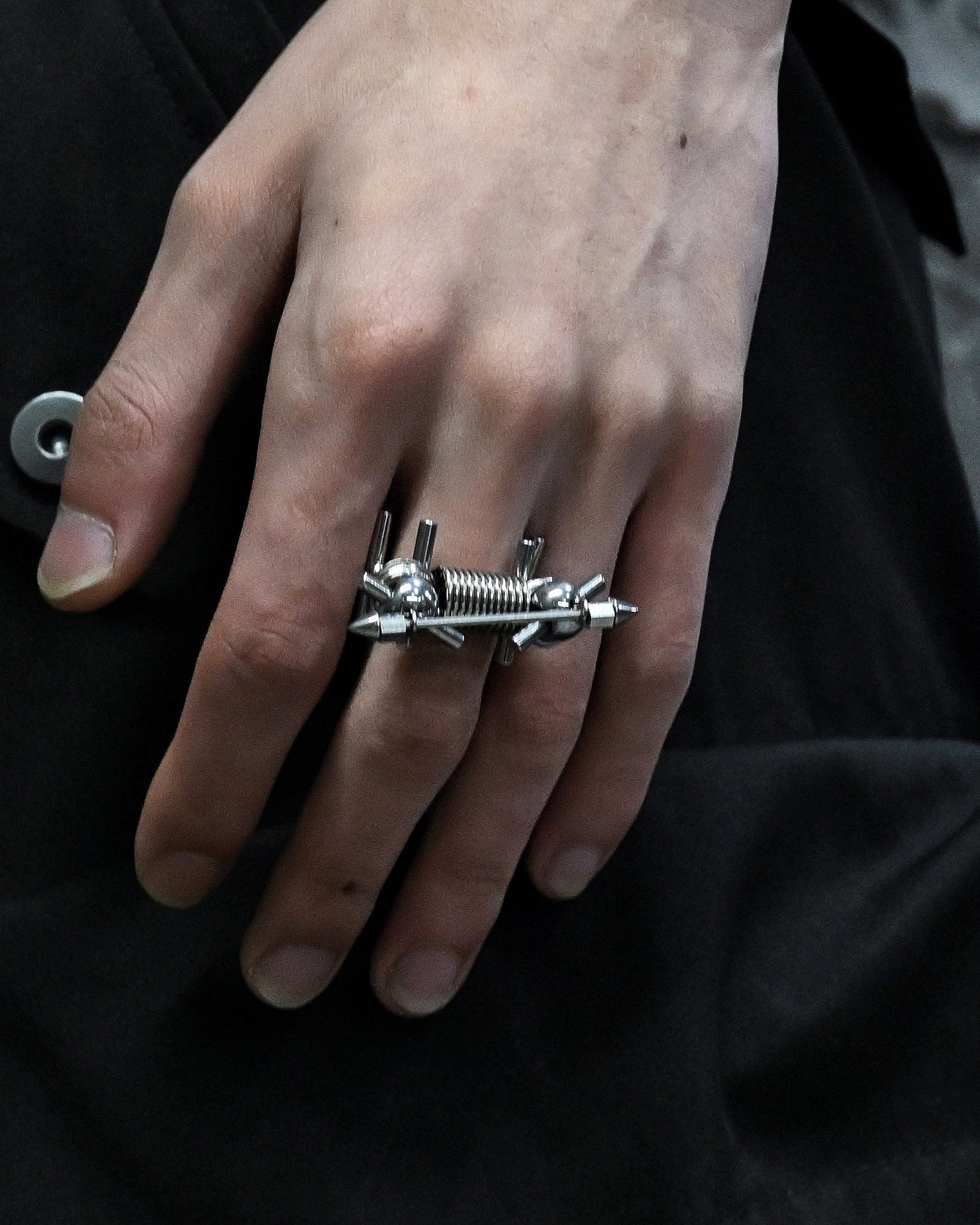 Adjustable Rivet Statement Ring -  rivet ring - Stylish Adjustable Rivet Statement Ring for Unique Looks - View 7