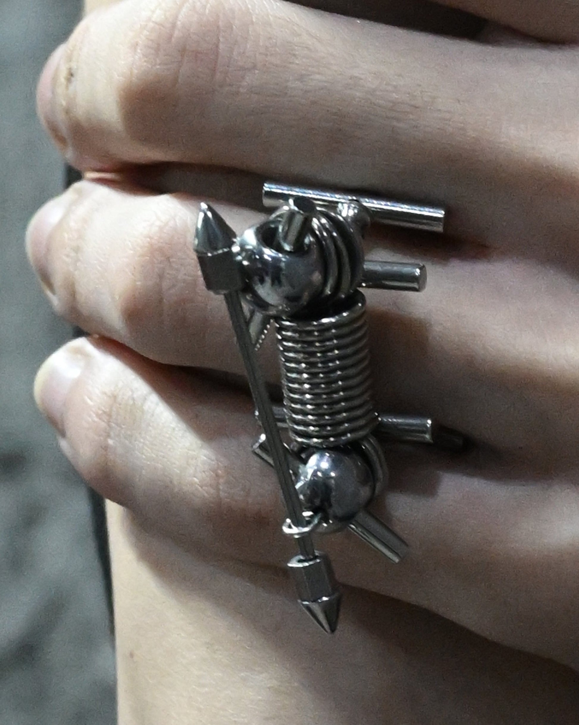 Ring - Adjustable Rivet Statement Ring - winter by Imaphotic