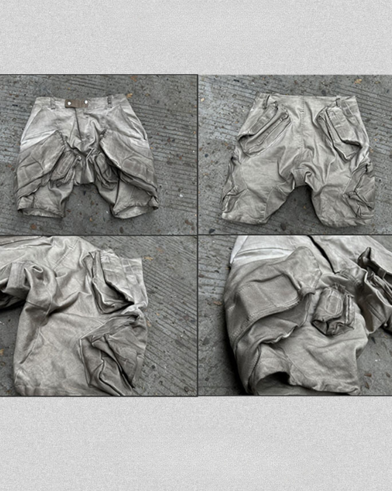 Adventure-Ready 3D Pocket Cargo Shorts -  gray green cargo shorts - Stylish 3D Pocket Cargo Shorts for Urban Adventurers - View 12