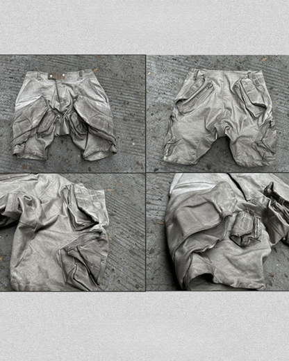 Adventure-Ready 3D Pocket Cargo Shorts -  gray green cargo shorts - Stylish 3D Pocket Cargo Shorts for Urban Adventurers - View 12