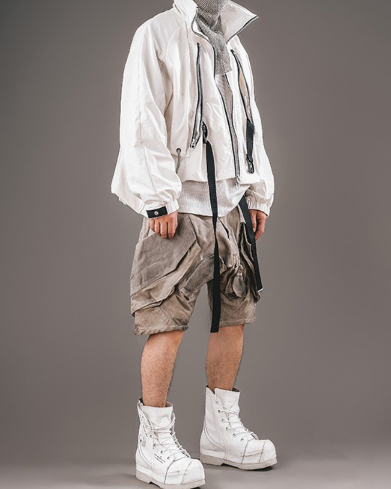 Adventure-Ready 3D Pocket Cargo Shorts -  techwear fashion - Stylish 3D Pocket Cargo Shorts for Urban Adventurers - View 7