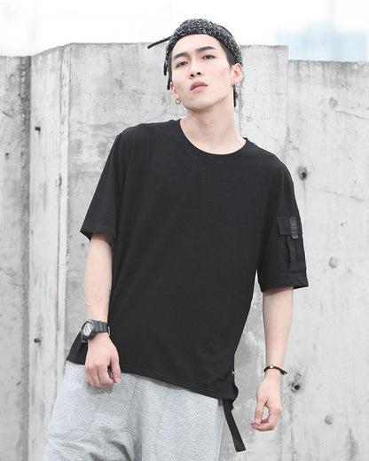 Adventure-Ready Pocket Tech Tee -  black t-shirt - Pocket Tech Tee with Bold Cyberpunk Design - View 3