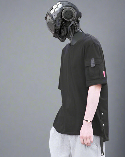 Adventure-Ready Pocket Tech Tee - techwear - Pocket Tech Tee with Bold Cyberpunk Design - Main view