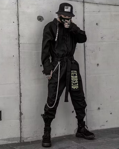 Adventure-Ready Techwear Jumpsuit -  black - Versatile Adventure-Ready Techwear Jumpsuit for Stylish Wear - View 3