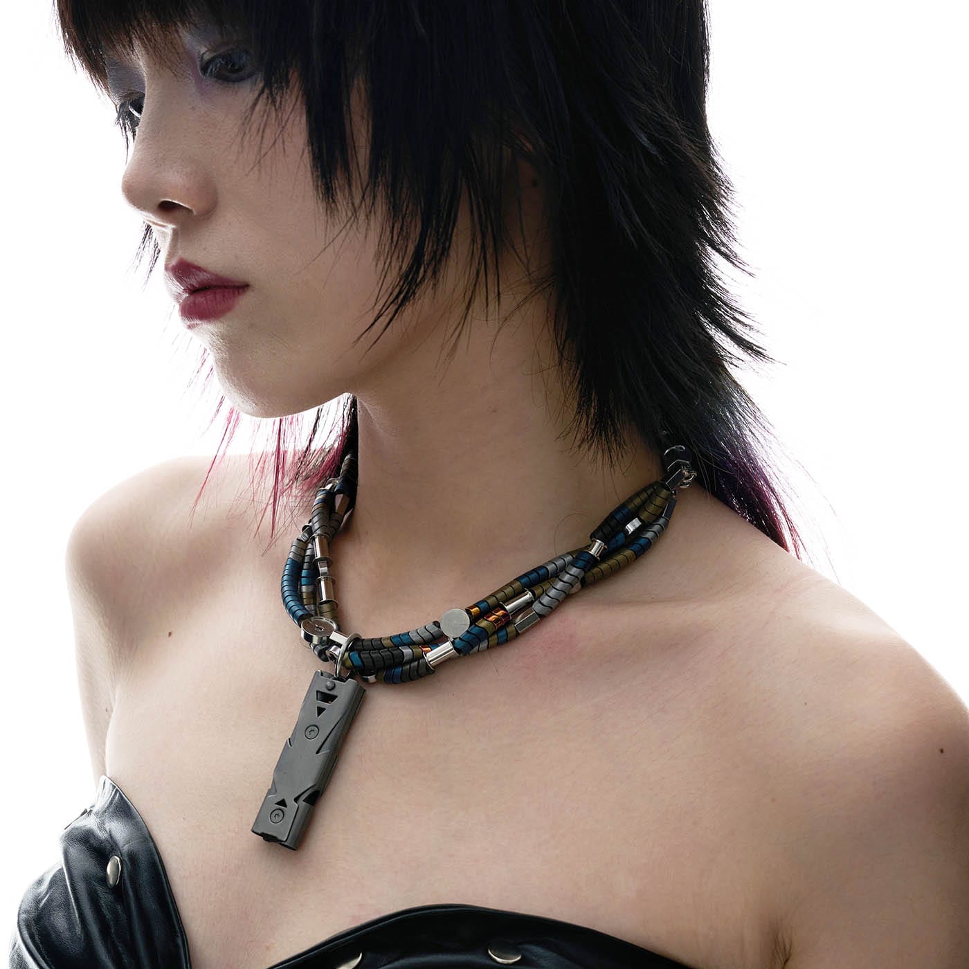 Adventurer's Dream Necklace - multi-colored metal beads necklace - Futuristic Mechanical Aesthetic Necklace for Adventurers - View 2