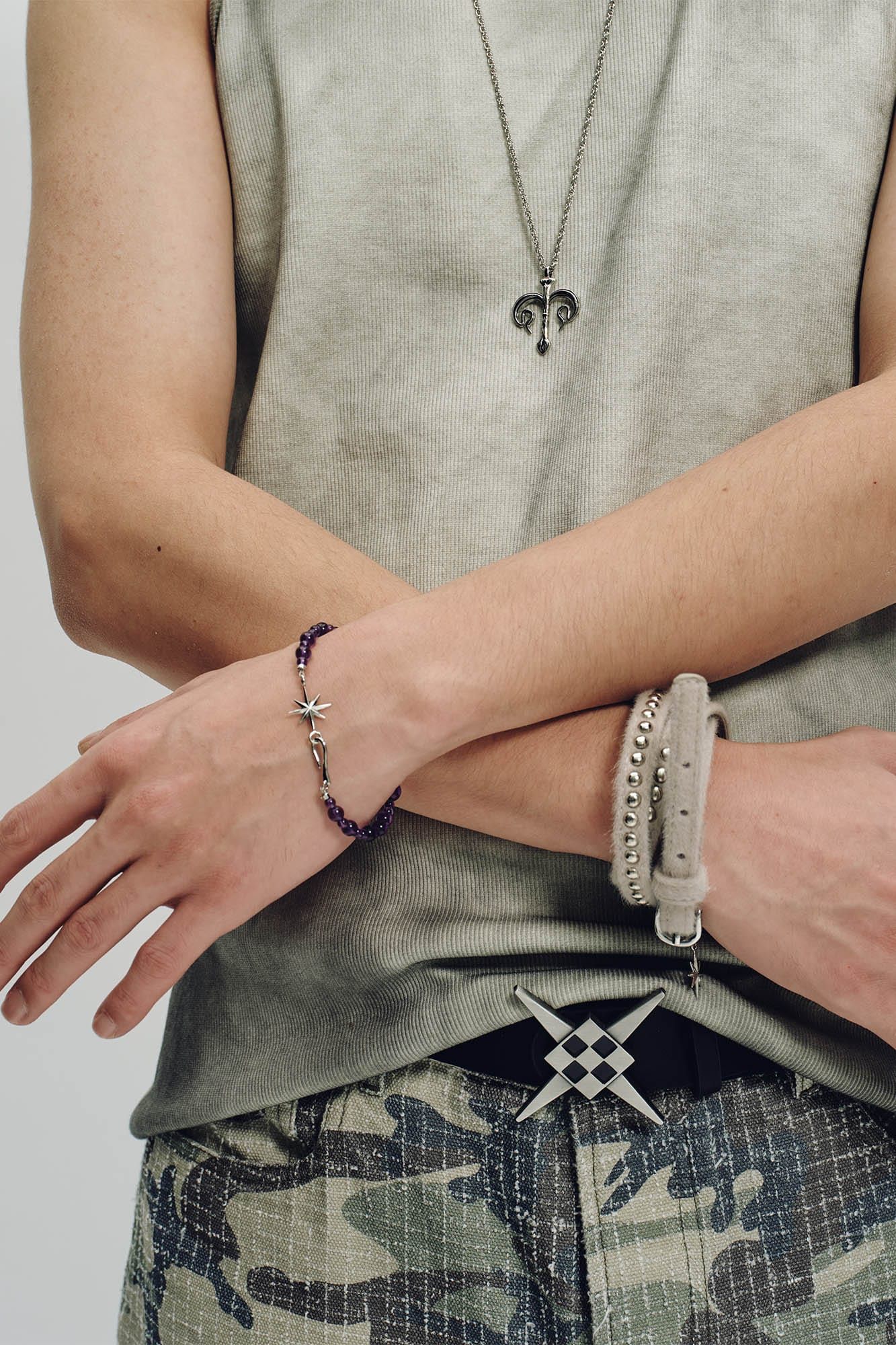 Amethyst Radiance Beaded Bracelet -  left wrist bracelet - Amethyst Radiance Beaded Bracelet for Spiritual Guidance - View 5