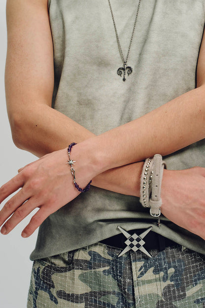 Amethyst Radiance Beaded Bracelet -  left wrist bracelet - Amethyst Radiance Beaded Bracelet for Spiritual Guidance - View 5