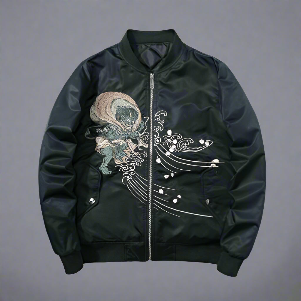 アート・デザイン・音楽 JAPANESE EMBROIDERED JACKETS VOL.1 Mens Japanese Pattern Embroidery Guanyin Bodhisattva Souvenir