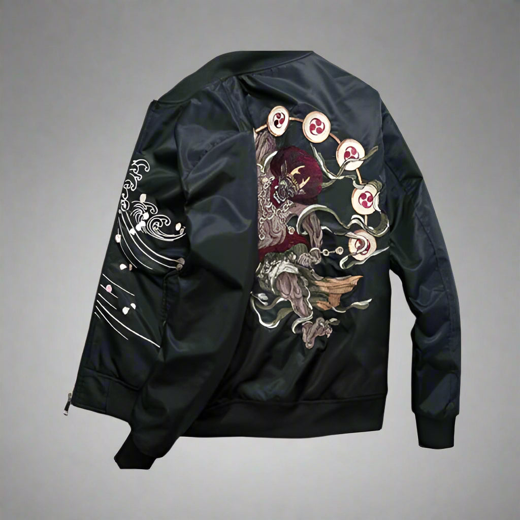 Artfully Stitched Japanese Bomber -  casual outerwear - Stylish Japanese Embroidered Bomber Jacket - View 3