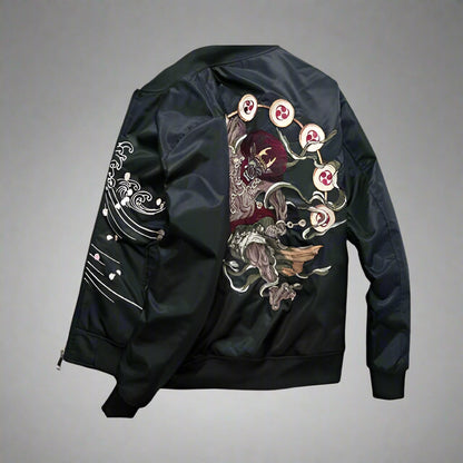 Artfully Stitched Japanese Bomber -  casual outerwear - Stylish Japanese Embroidered Bomber Jacket - View 3