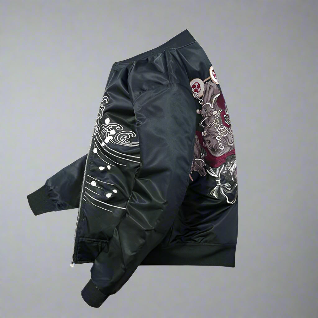 Artfully Stitched Japanese Bomber -  embroidered jacket - Stylish Japanese Embroidered Bomber Jacket - View 4