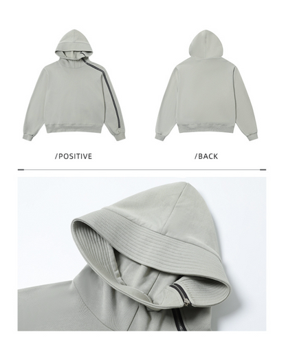 Asymmetrical Zip-Up Streetwear Hoodie -  comfortable streetwear - Asymmetrical Zip-Up Hoodie for Unique Street Style - View 12