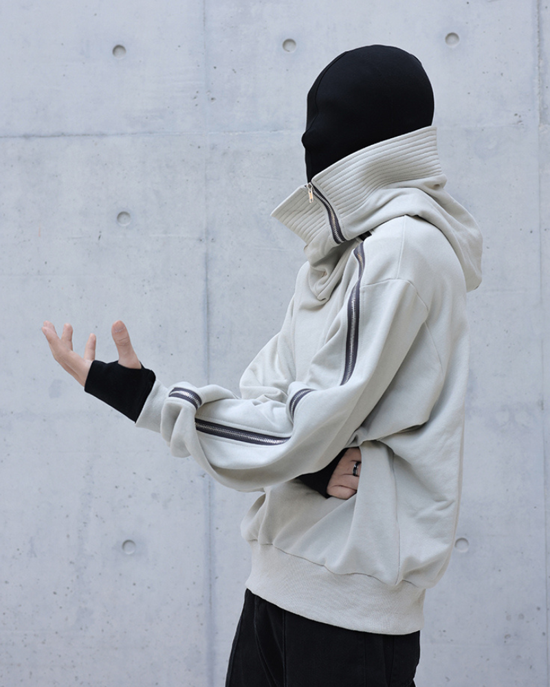 Asymmetrical Zip-Up Streetwear Hoodie -  cotton hoodie - Asymmetrical Zip-Up Hoodie for Unique Street Style - View 5