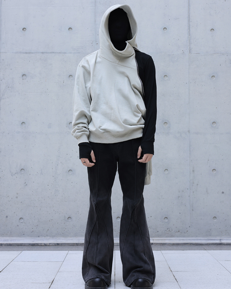 Asymmetrical Zip-Up Streetwear Hoodie -  high-neck - Asymmetrical Zip-Up Hoodie for Unique Street Style - View 6