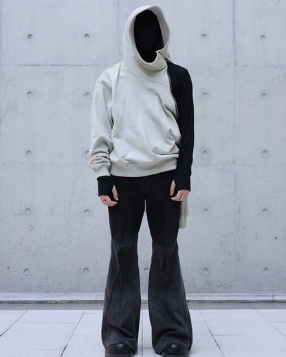 Asymmetrical Zip-Up Streetwear Hoodie -  high-neck - Asymmetrical Zip-Up Hoodie for Unique Street Style - View 6