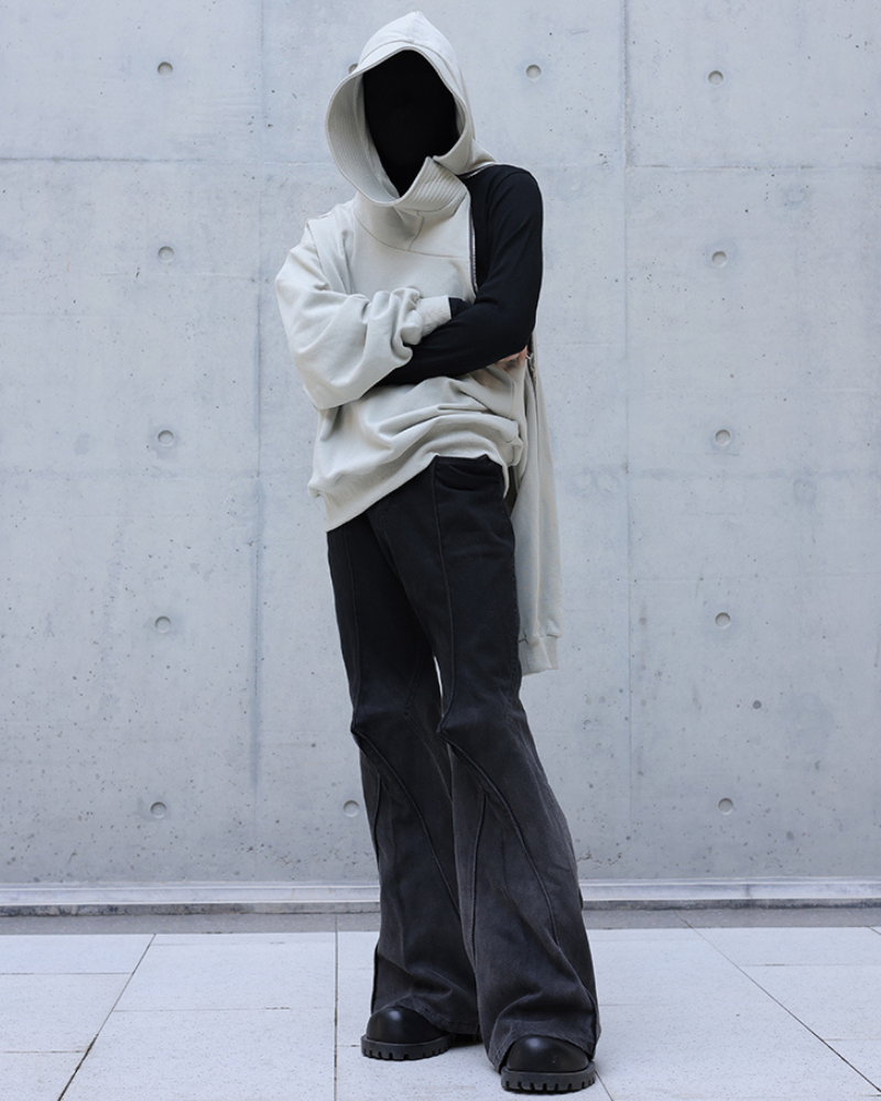 Asymmetrical Zip-Up Streetwear Hoodie -  urban hoodie - Asymmetrical Zip-Up Hoodie for Unique Street Style - View 7