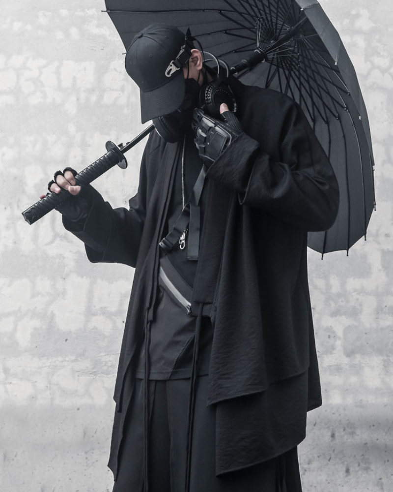 Authentic Style Samurai Coat -  black coat - Ninja-Inspired Long Black Samurai Coat for Everyday Wear - View 3