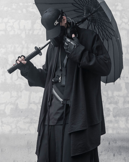 Authentic Style Samurai Coat -  black coat - Ninja-Inspired Long Black Samurai Coat for Everyday Wear - View 3