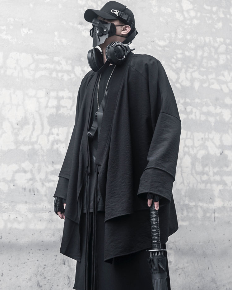 Authentic Style Samurai Coat -  comfortable everyday coat - Ninja-Inspired Long Black Samurai Coat for Everyday Wear - View 4