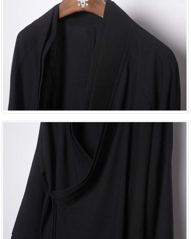 Authentic Style Samurai Coat -  ninja style - Ninja-Inspired Long Black Samurai Coat for Everyday Wear - View 6