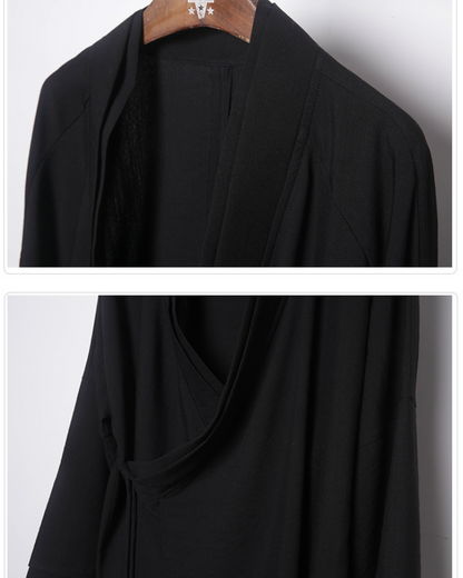 Authentic Style Samurai Coat -  ninja style - Ninja-Inspired Long Black Samurai Coat for Everyday Wear - View 6