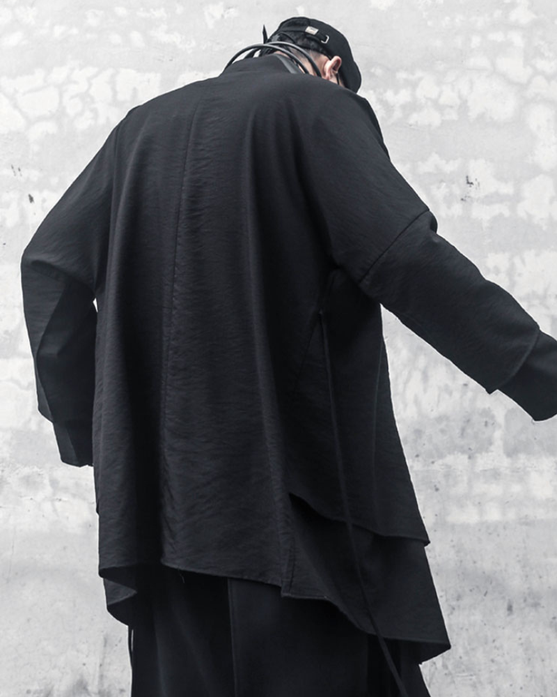 Authentic Style Samurai Coat - samurai coat - Ninja-Inspired Long Black Samurai Coat for Everyday Wear - View 2