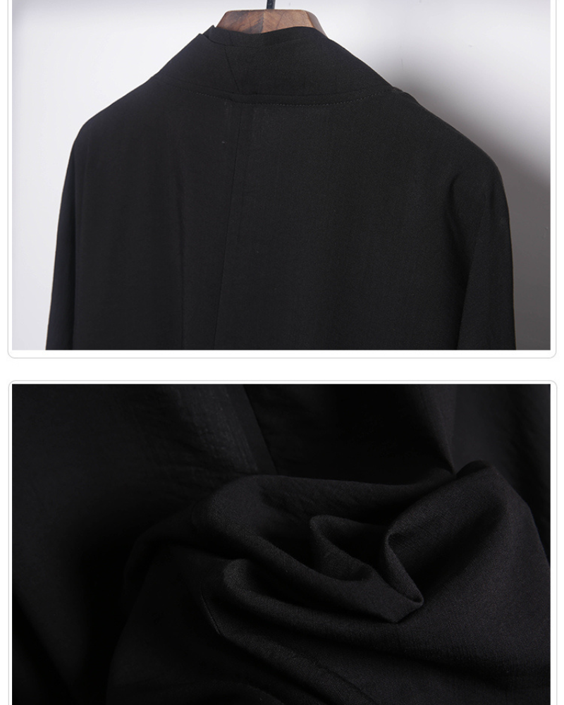 Authentic Style Samurai Coat -  techwear aesthetic - Ninja-Inspired Long Black Samurai Coat for Everyday Wear - View 8