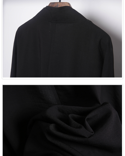 Authentic Style Samurai Coat -  techwear aesthetic - Ninja-Inspired Long Black Samurai Coat for Everyday Wear - View 8