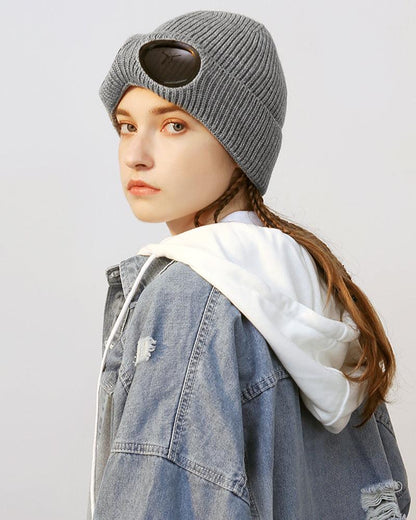 Aviator Hat Beanie with Goggles -  beanie - Aviator Hat Beanie with Goggles for Urban Style - View 3