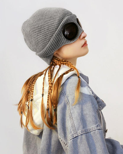Aviator Hat Beanie with Goggles - stylish beanie hat - Aviator Hat Beanie with Goggles for Urban Style - View 2