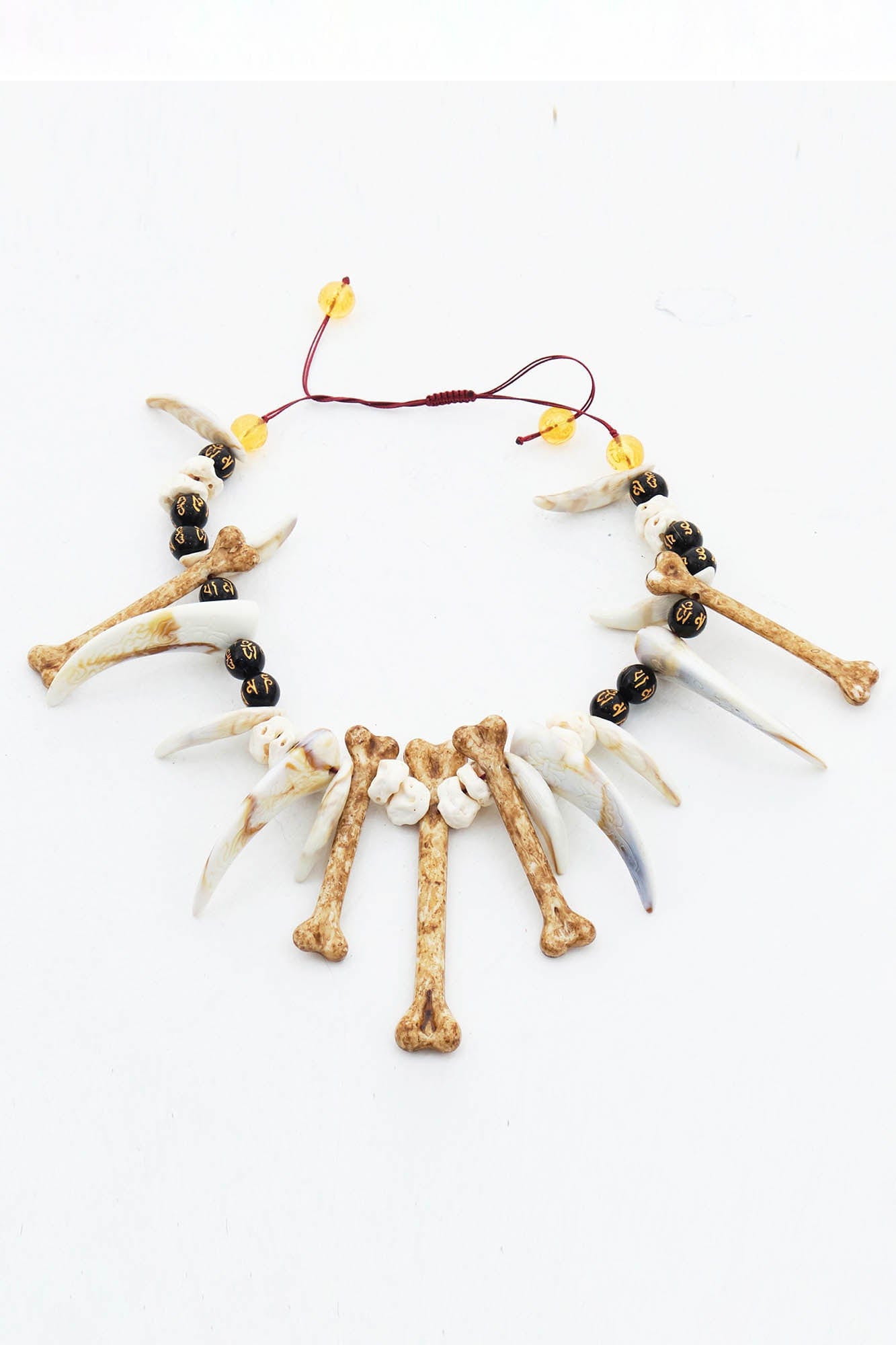 Tribal Adjustable Bone & Tooth Necklace