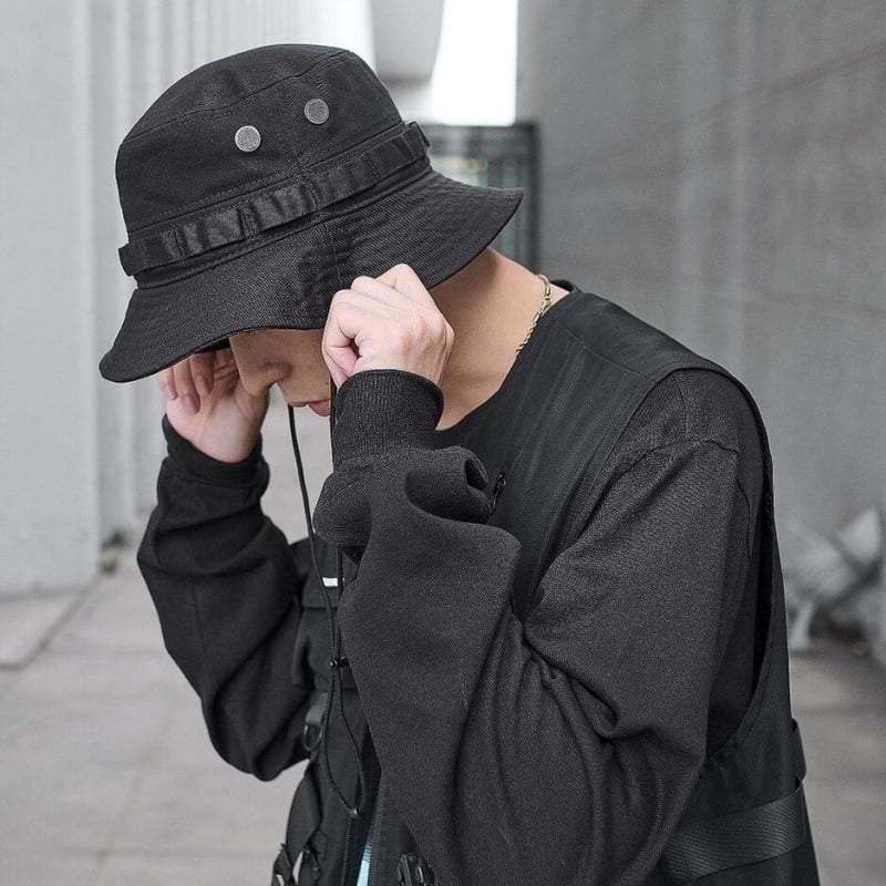 Blackout Vibes Bucket Hat -  black hat - Comfortable Blackout Vibes Bucket Hat for Techwear - View 3