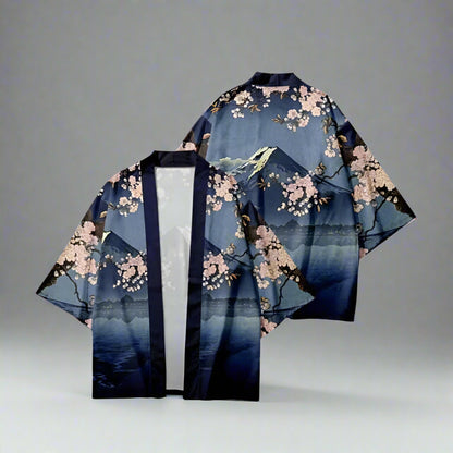 Blooming Fuji Inspired Outerwear -  3/4 sleeve cardigan - Haori Jacket Inspired by Mount Fuji - Artistic Outerwear - View 3