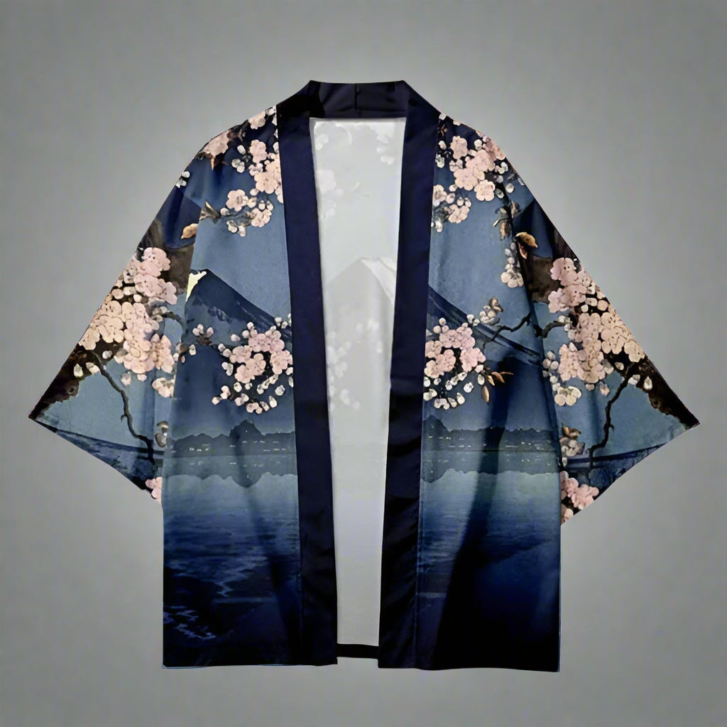 Blooming Fuji Inspired Outerwear - haori jacket - Haori Jacket Inspired by Mount Fuji - Artistic Outerwear - Main view