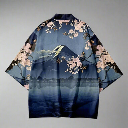 Blooming Fuji Inspired Outerwear - mount fuji jacket - Haori Jacket Inspired by Mount Fuji - Artistic Outerwear - View 2