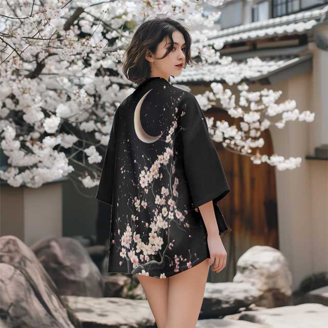 Blossom Breeze Short Kimono -  3/4 sleeve kimono - Sakura Kimono Cardigan: Elegant Style for Every Occasion - View 3