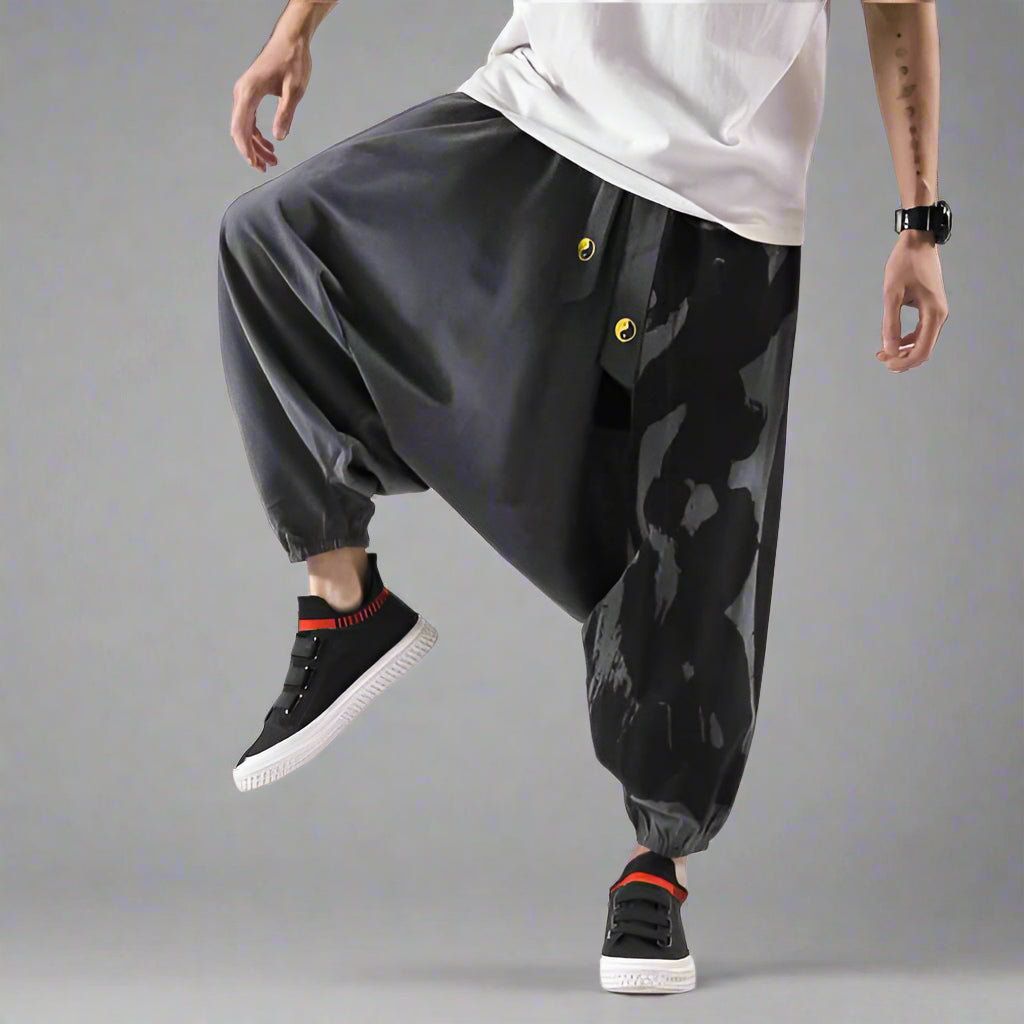 Bohemian Comfort: Harem Trousers -  hakama style pants - Comfortable Japanese Harem Pants for Casual Style - View 5