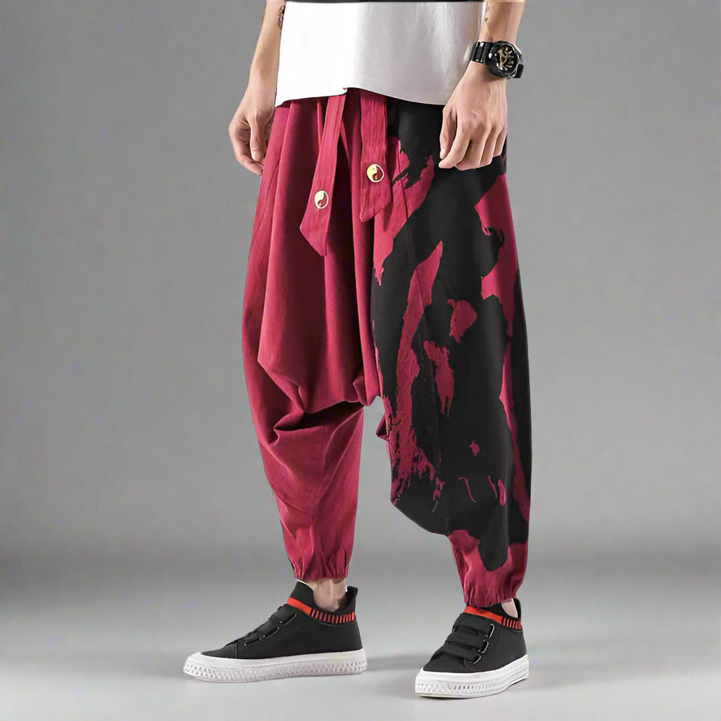 Bohemian Comfort: Harem Trousers -  loose fit - Comfortable Japanese Harem Pants for Casual Style - View 6