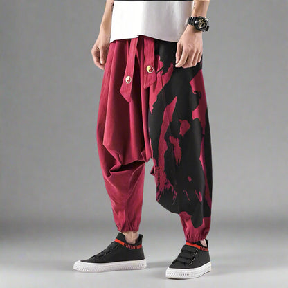 Bohemian Comfort: Harem Trousers -  loose fit - Comfortable Japanese Harem Pants for Casual Style - View 6