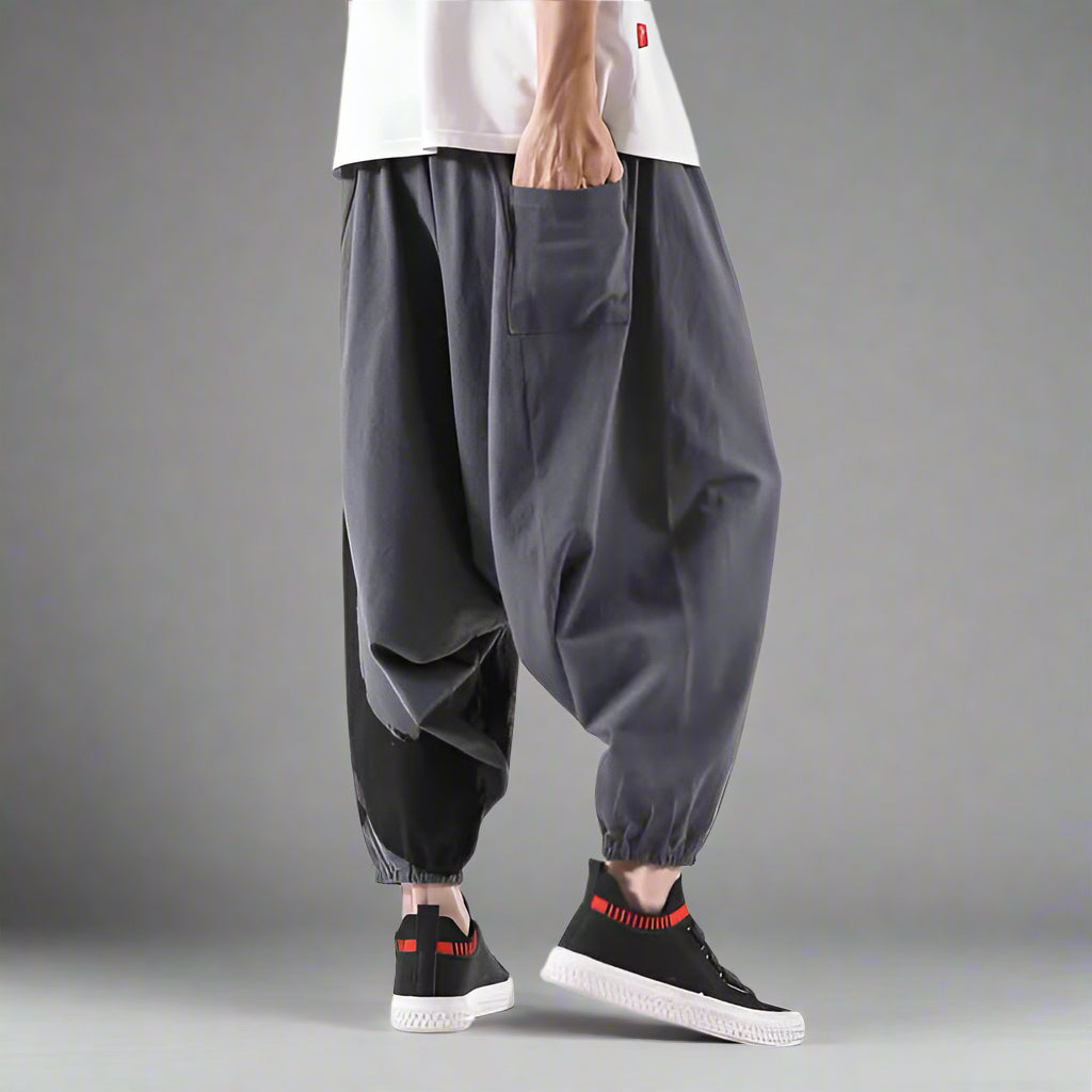 Bohemian Comfort: Harem Trousers -  unique button accents - Comfortable Japanese Harem Pants for Casual Style - View 7