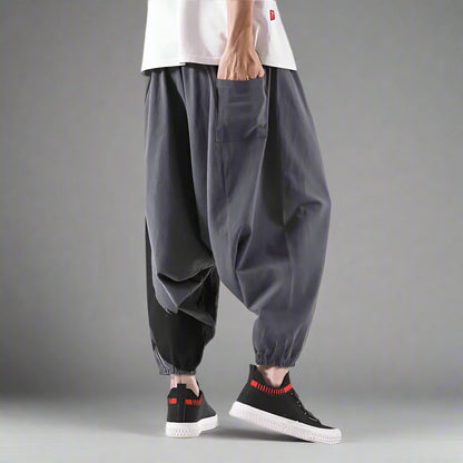 Bohemian Comfort: Harem Trousers -  unique button accents - Comfortable Japanese Harem Pants for Casual Style - View 7