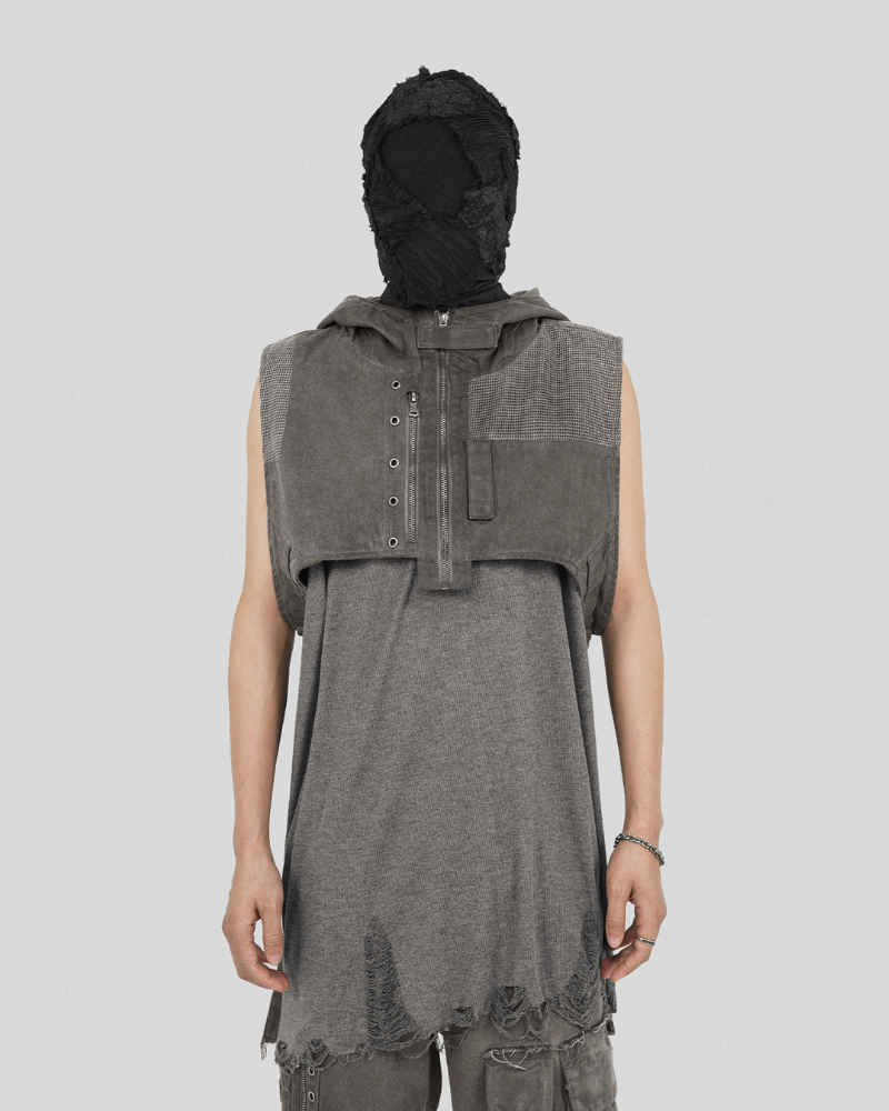 Bohemian Patchwork Hooded Vest - bohemian vest - Bohemian Patchwork Hooded Vest for Unique Style - Main view